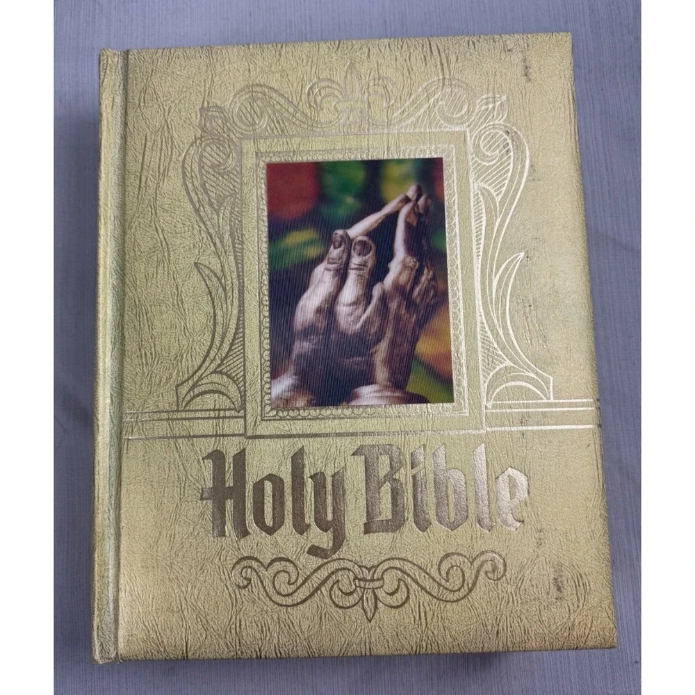DeVore Holy Bible Devotional Edition Gold Praying Hands Vintage Large Hardcover